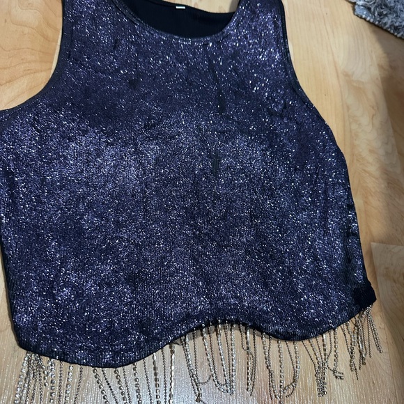 Blue Metallic skirt and top size small - Picture 5 of 6